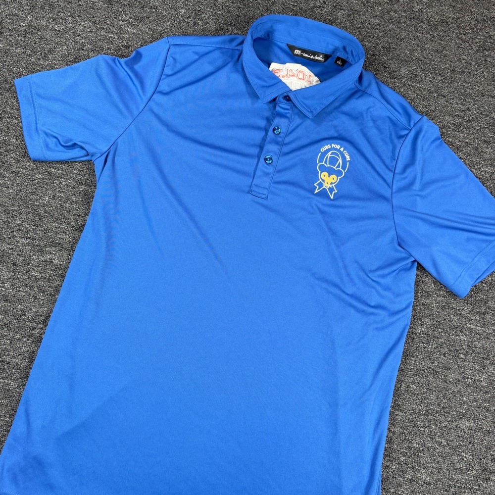 Travis Mathew Chicago Cubs Polo Mens L Blue Cubs For A Cure Performance Golf
